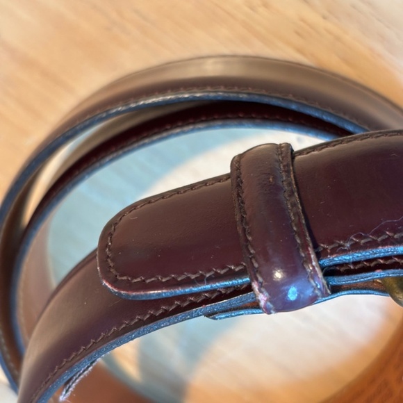 Vintage TRAFALGAR CORDOBA Calfskin Leather Belt Brass Buckle Mens 40" Mahogany - Picture 3 of 9